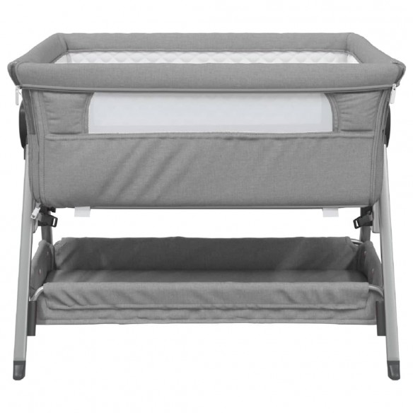 Lit pour bébé avec matelas Gris clair Tissu de lin