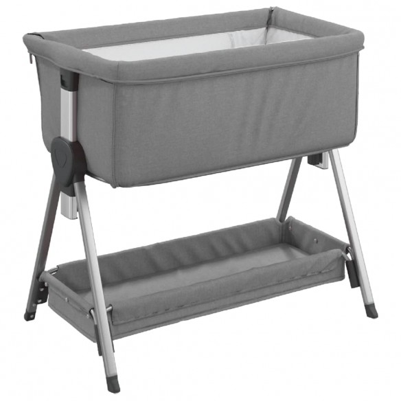 Lit pour bébé avec matelas Gris clair Tissu de lin