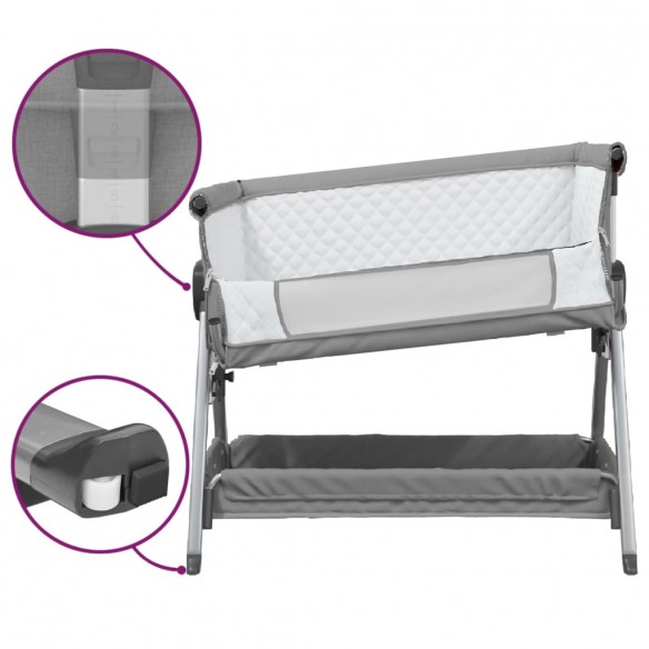 Lit pour bébé avec matelas Gris clair Tissu de lin