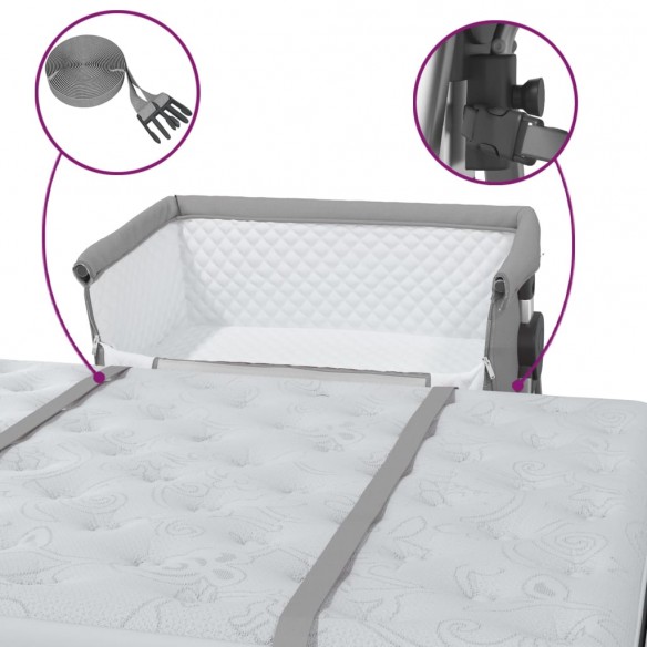 Lit pour bébé avec matelas Gris clair Tissu de lin