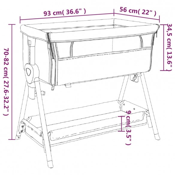 Lit pour bébé avec matelas Gris clair Tissu de lin