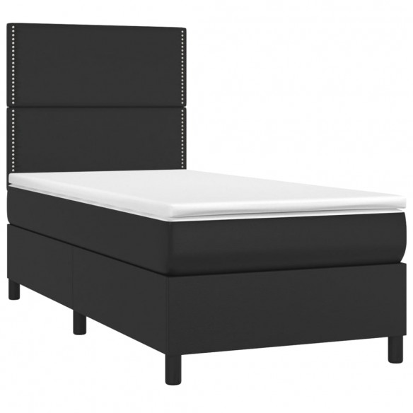 Cadre de lit avec matelas Noir 90x200 cm Similicuir