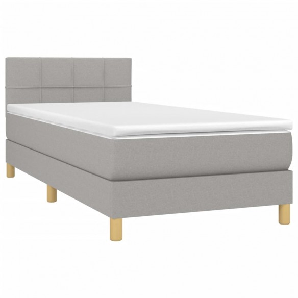 Cadre de lit avec matelas et LED Gris clair 80x200cm