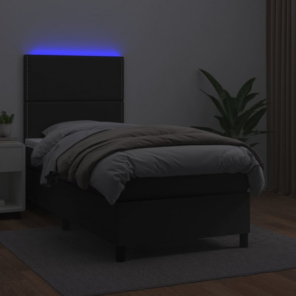 Cadre de lit avec matelas et LED Noir 90x200 cm