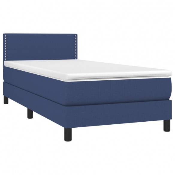 Cadre de lit avec matelas Bleu 90x200 cm Tissu