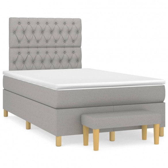 Cadre de lit avec matelas Gris clair 120x200cm Tissu