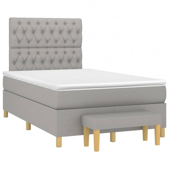 Cadre de lit avec matelas Gris clair 120x200cm Tissu