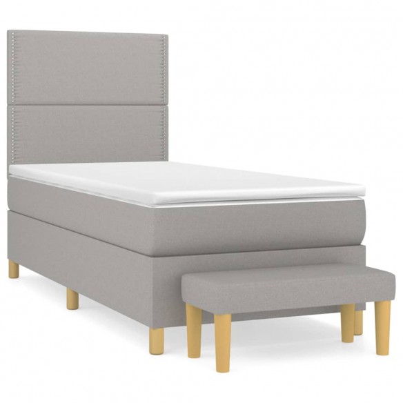 Cadre de lit avec matelas Gris clair 100x200cm Tissu