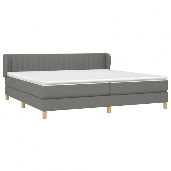 Cadre de lit avec matelas Gris foncé 200x200cm Tissu