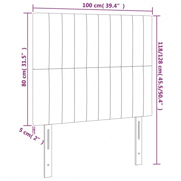 Tête de lit à LED Gris foncé 100x5x118/128 cm Tissu