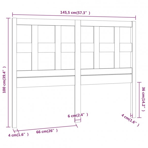 Tête de lit Blanc 145,5x4x100 cm Bois massif de pin