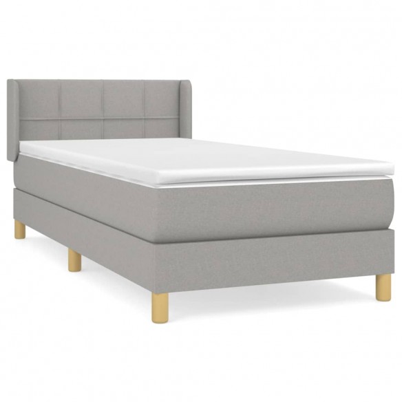 Cadre de lit avec matelas Gris clair 100x200cm Tissu