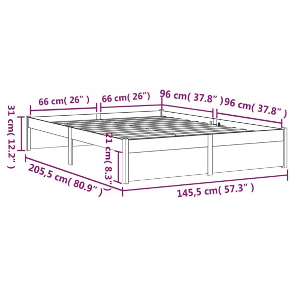 Cadre de lit Bois massif 140x200 cm