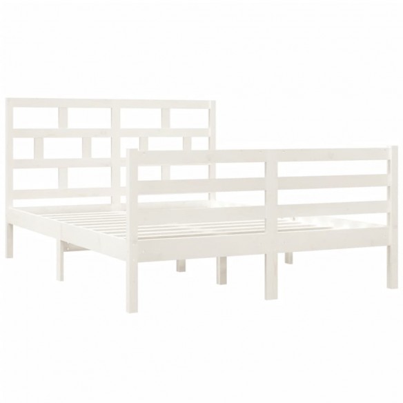 Cadre de lit Blanc Bois massif 135x190 cm Double