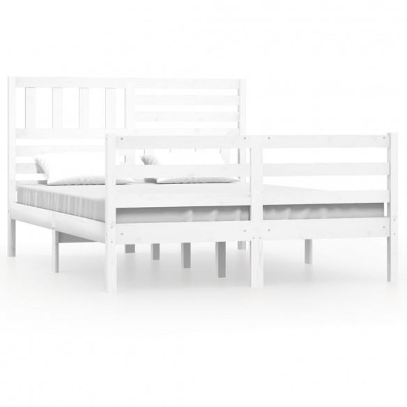 Cadre de lit Blanc Bois massif 135x190 cm Double