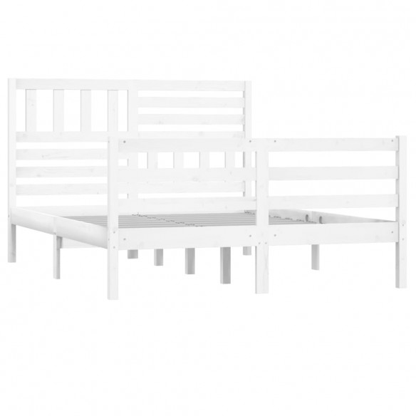 Cadre de lit Blanc Bois massif 135x190 cm Double