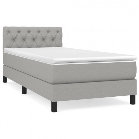 Cadre de lit avec matelas Gris clair 80x200 cm Tissu