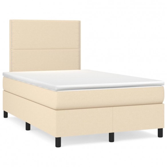 Cadre de lit avec matelas Crème 120x200 cm Tissu