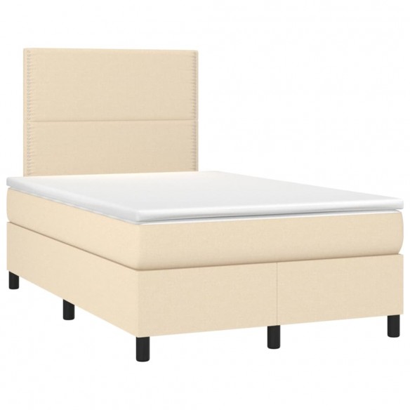 Cadre de lit avec matelas Crème 120x200 cm Tissu