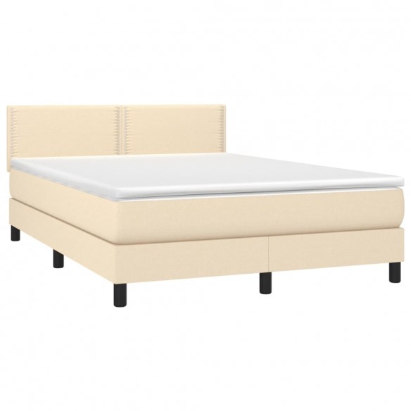 Cadre de lit avec matelas LED Crème 140x200 cm Tissu