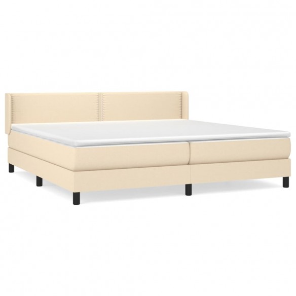 Cadre de lit avec matelas Crème 200x200 cm Tissu