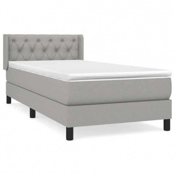 Cadre de lit avec matelas Gris clair 80x200 cm Tissu