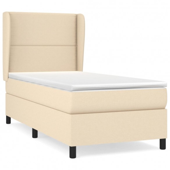 Cadre de lit avec matelas Crème 100x200 cm Tissu