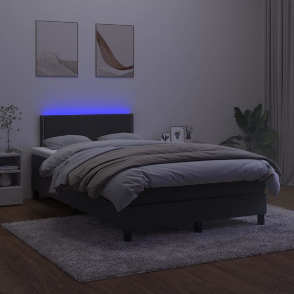 Cadre de lit avec matelas LED Noir 120x200cm Velours