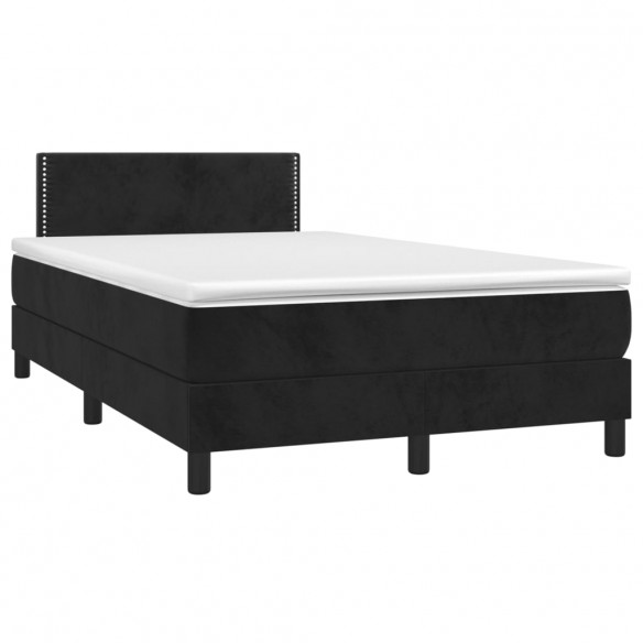 Cadre de lit avec matelas LED Noir 120x200cm Velours