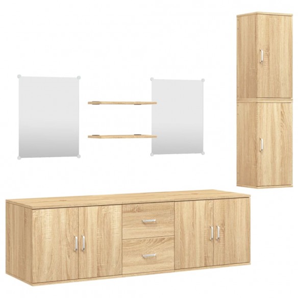 Ensemble de meubles salle de bain 7 pcs chêne bois d'ingénierie