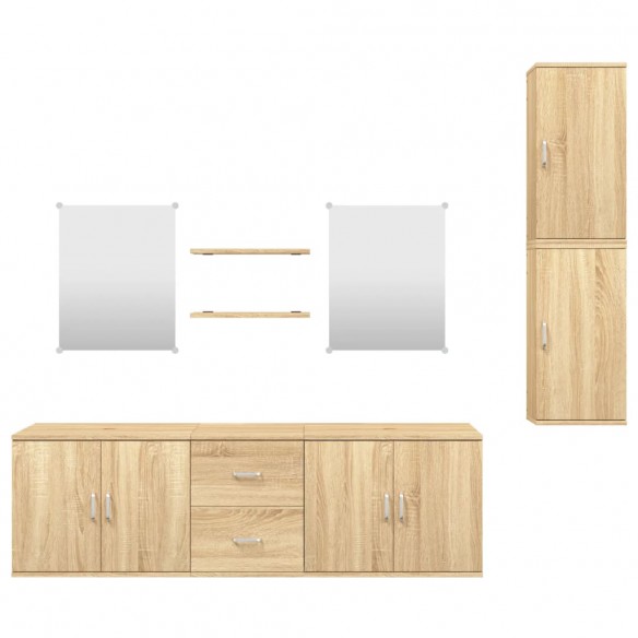 Ensemble de meubles salle de bain 7 pcs chêne bois d'ingénierie