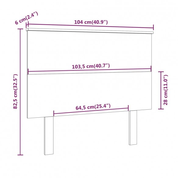 Tête de lit Noir 104x6x82,5 cm Bois massif de pin