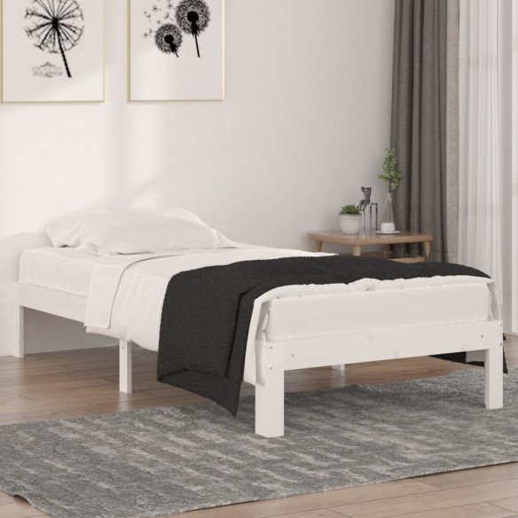 Cadre de lit Blanc Bois massif 90x190 cm Simple