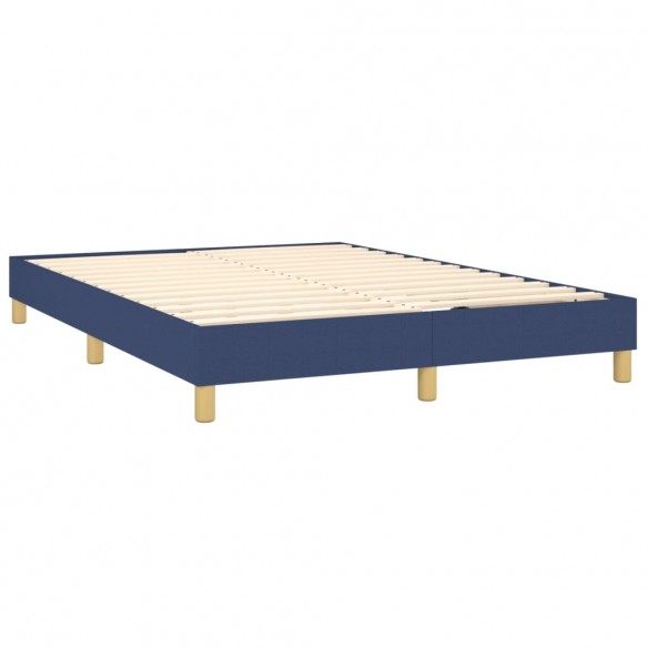 Cadre de lit avec matelas LED Bleu 140x200 cm Tissu