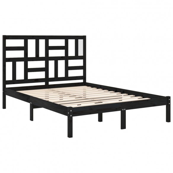 Cadre de lit Noir Bois massif 120x190 cm Petit Double