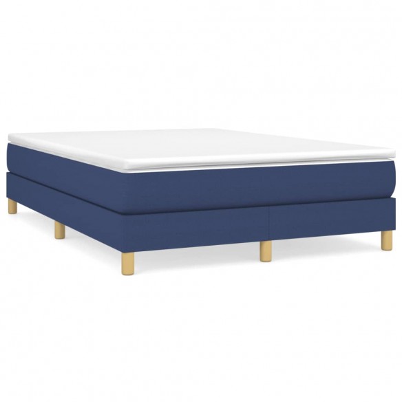 Cadre de lit avec matelas Bleu 140x200 cm Tissu