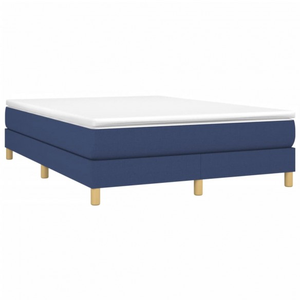 Cadre de lit avec matelas Bleu 140x200 cm Tissu