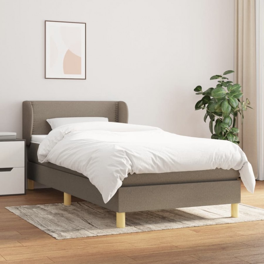 Cadre de lit avec matelas Taupe 90x190 cm Tissu