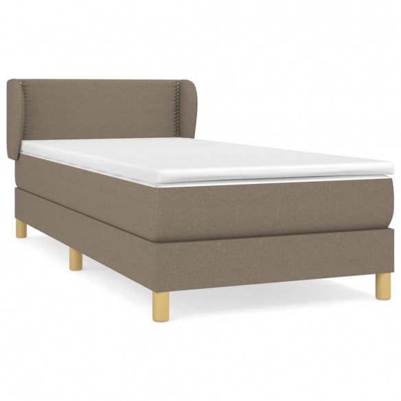 Cadre de lit avec matelas Taupe 90x190 cm Tissu