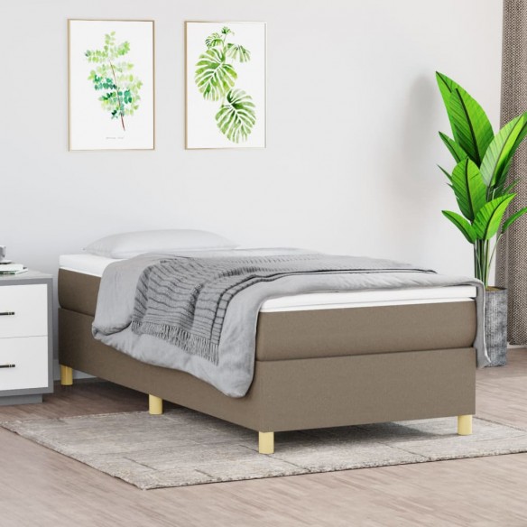 Cadre de lit avec matelas Taupe 90x190 cm Tissu