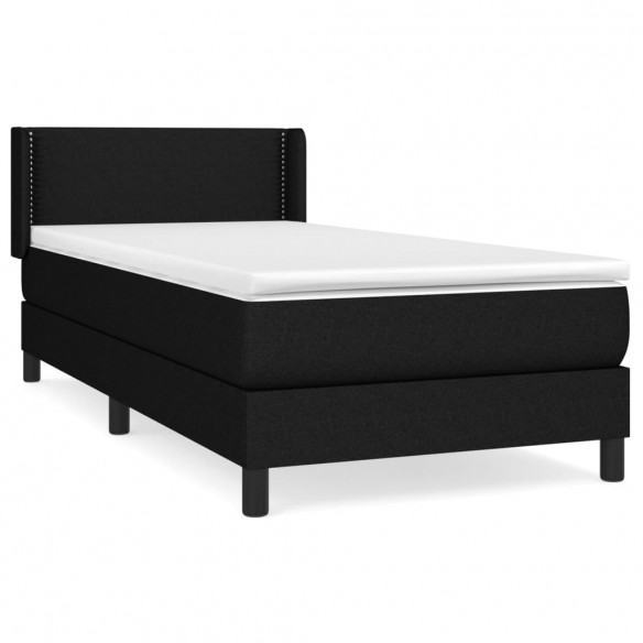 Cadre de lit et matelas Noir 80x200 cm Tissu