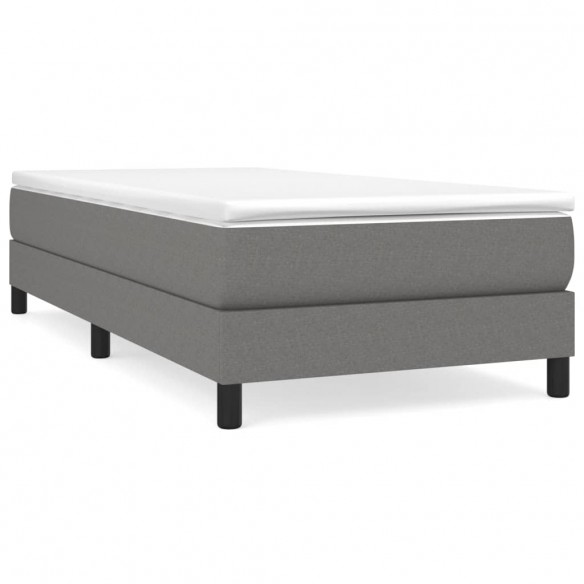 Cadre de lit avec matelas Gris foncé 90x200 cm Tissu