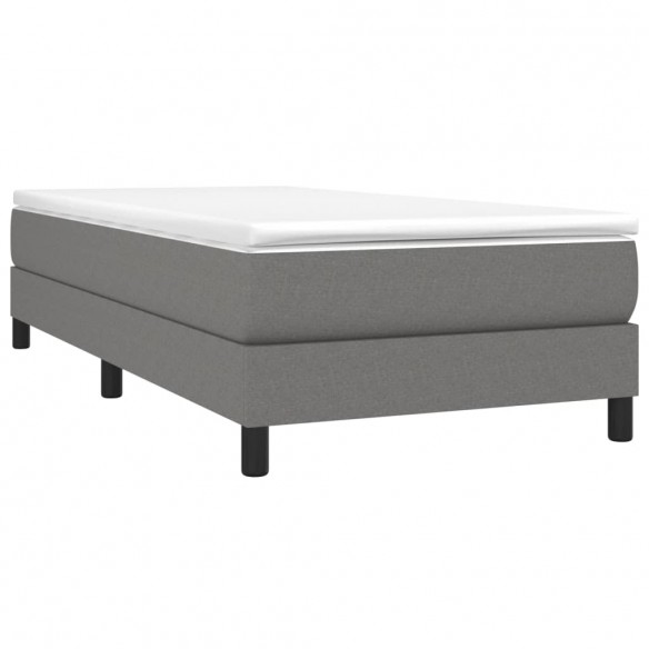 Cadre de lit avec matelas Gris foncé 90x200 cm Tissu