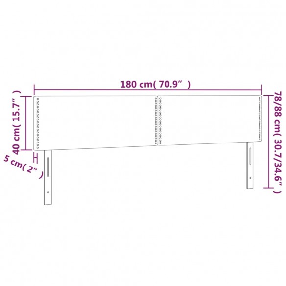 Tête de lit à LED Gris foncé 180x5x78/88 cm Tissu