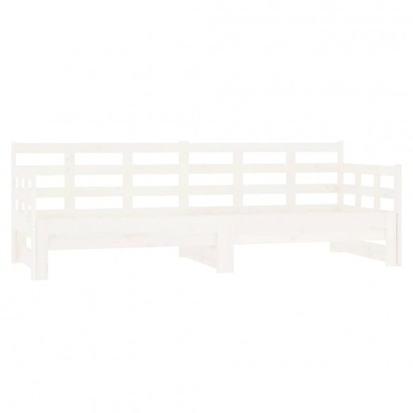 Lit coulissant Blanc Bois de pin solide 2x(80x200) cm