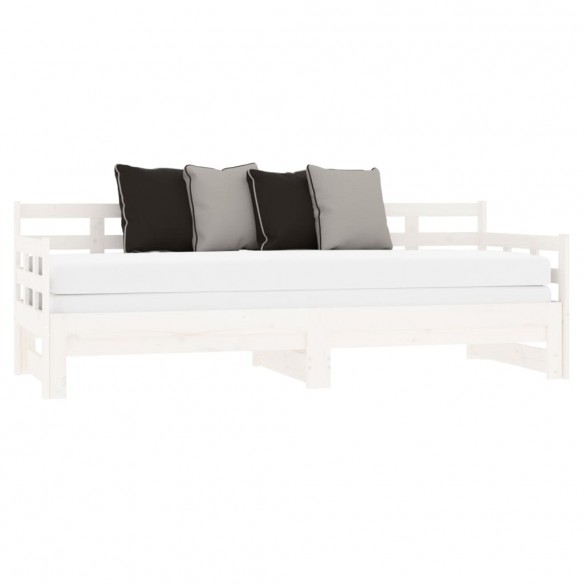 Lit coulissant Blanc Bois de pin solide 2x(80x200) cm