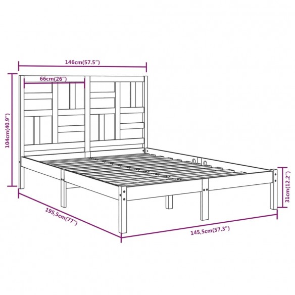 Cadre de lit Bois de pin massif 140x190 cm