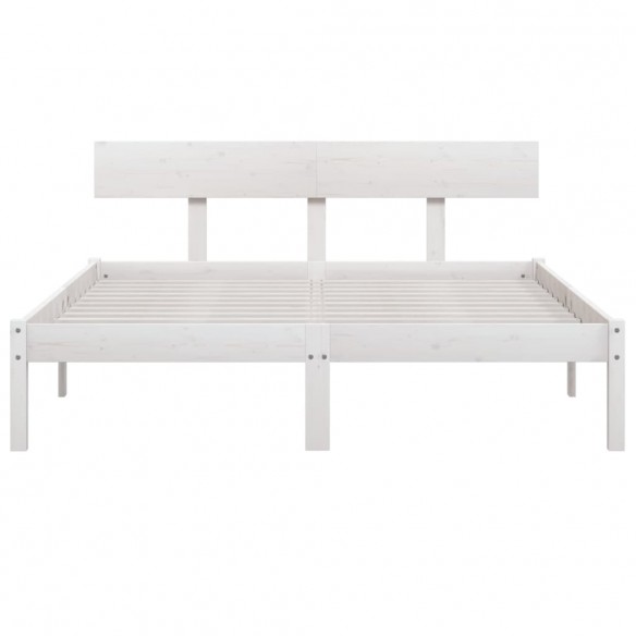 Cadre de lit Blanc Bois de pin massif 120x190cm UK petit double