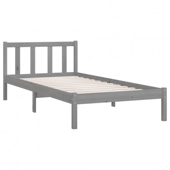 Cadre de lit Gris Bois de pin massif 90x190 cm Simple