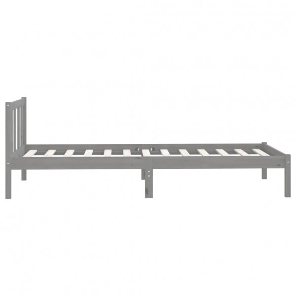 Cadre de lit Gris Bois de pin massif 90x190 cm Simple